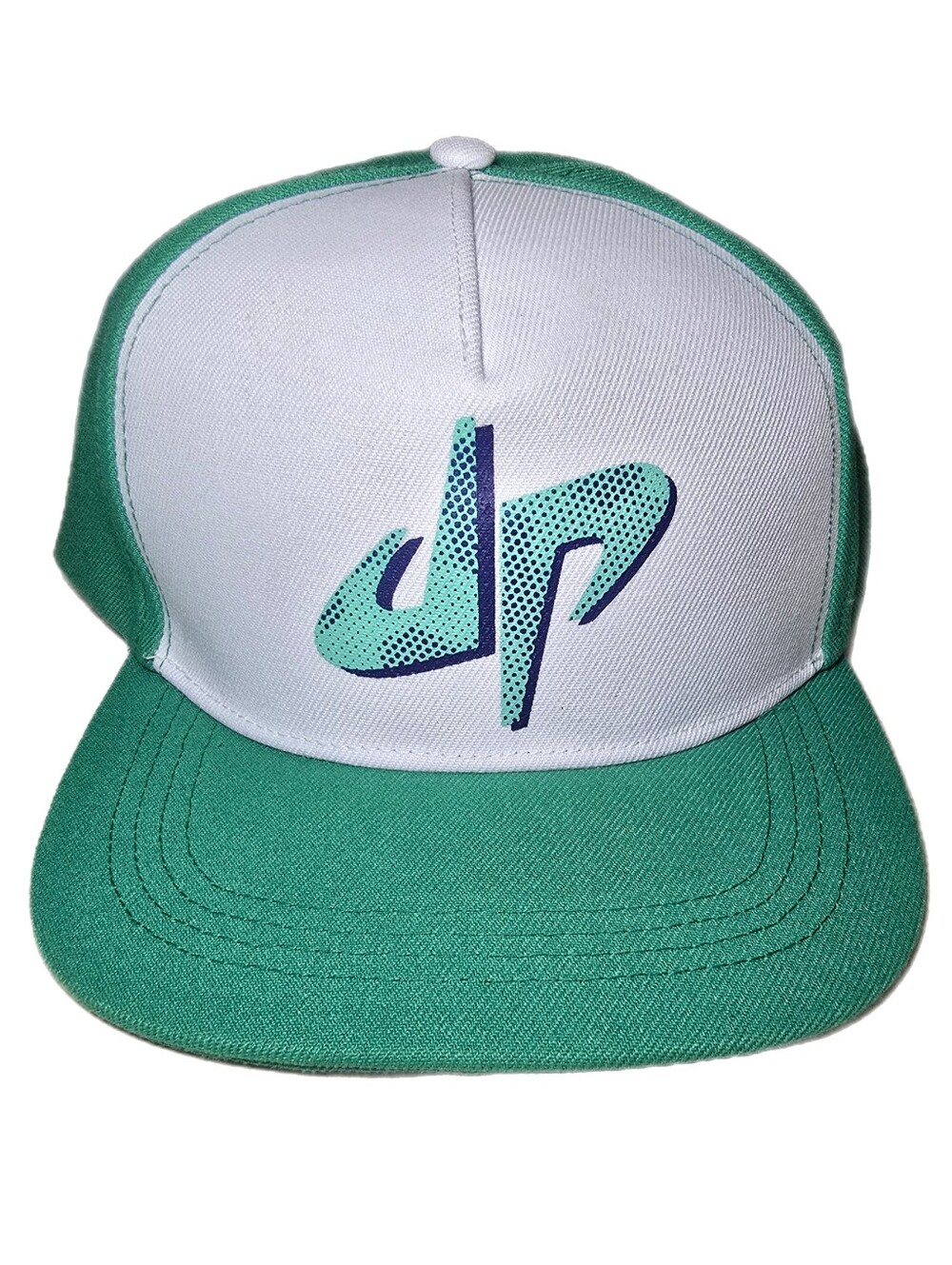 NWOT Dude Perfect Snapback Hat Green & White Logo Flat Brim / Bill Adult OSFM